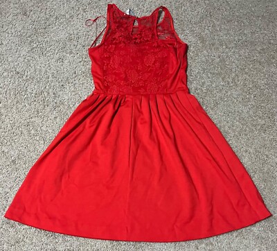 lauren conrad red lace dress LC Lauren Conrad Red Cocktail Dress with Lace