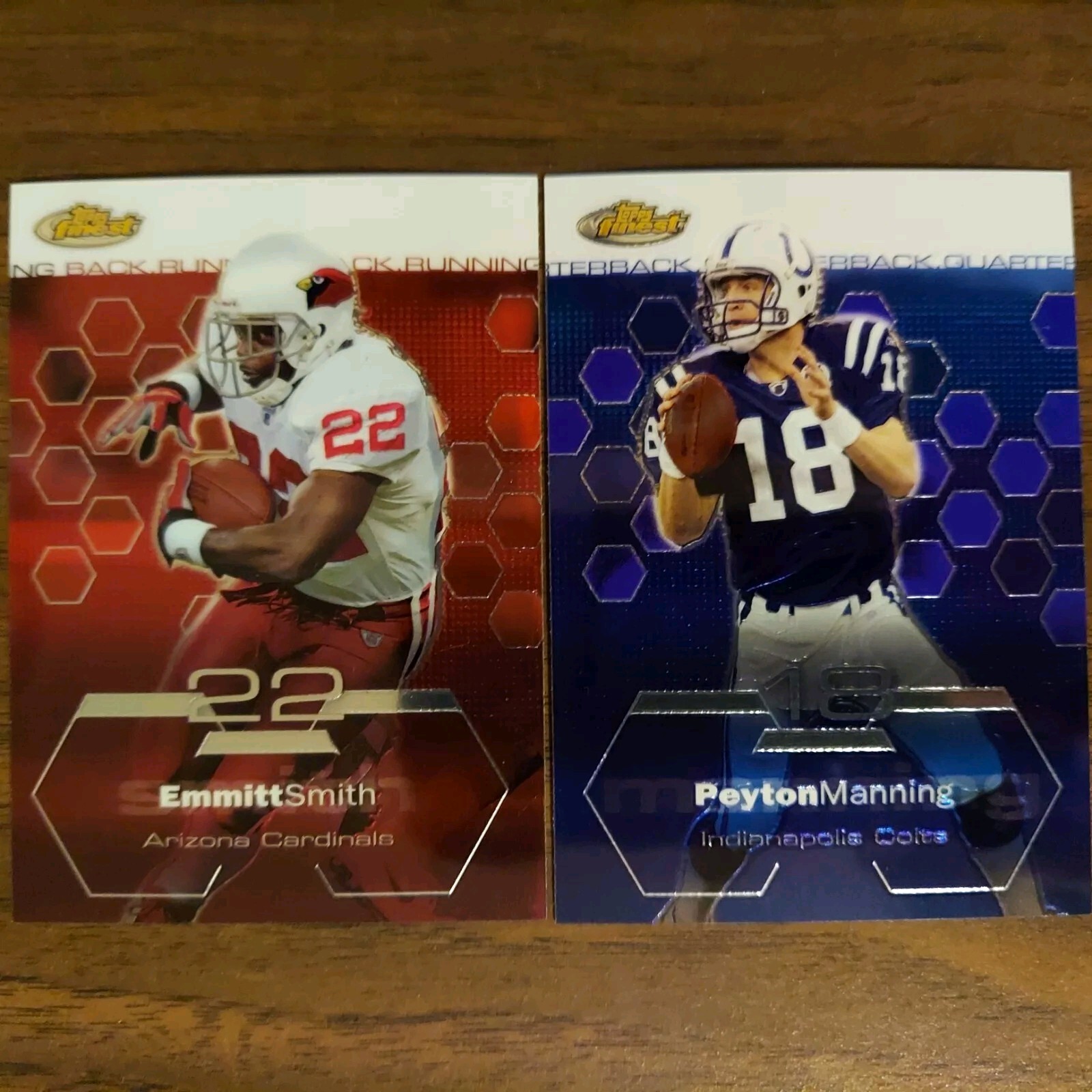 2 Emmitt Smith CARDINALS #14 & Peyton Manning COLTS #9 2003 Topps Finest Cards