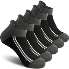 Gonii Black Men's Running Athletic Ankle Socks - Thick 9-12, 5 Pairs