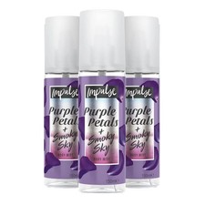 3x Impulse PURPLE PETALS + SMOKY SKY Body Mist Spray 150ml