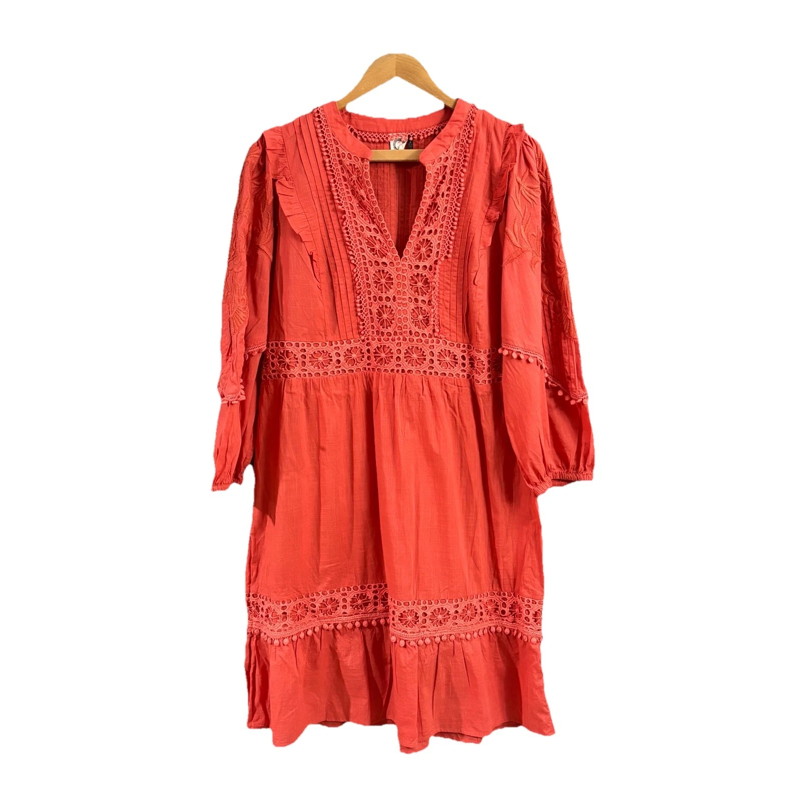 Anthropologie Akemi + Kin Josephine Dress Sz Large Coral Embroidered Cottagecore
Opens in a new wind