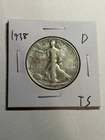 1938-D Walking Liberty Half Dollar VF/XF Key Date