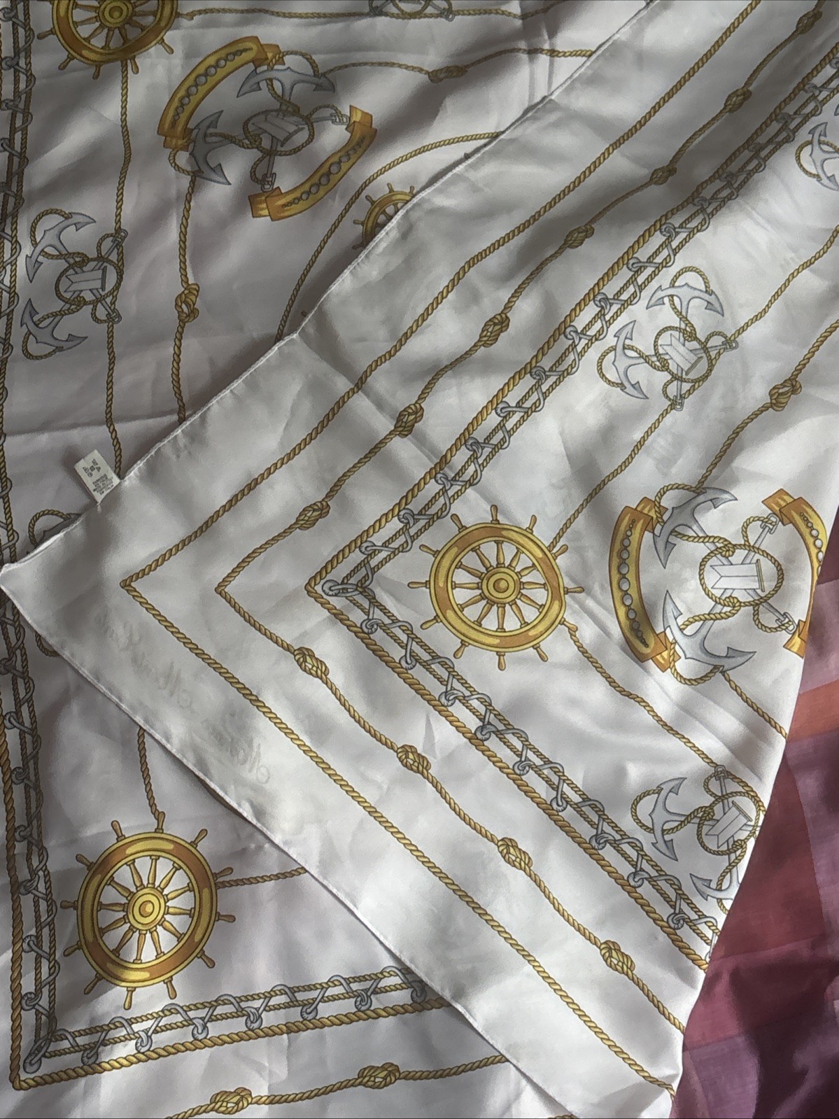 Large Square White Nautical Theme Scarf From Mont… - image 9