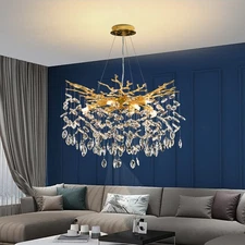 Round K9 Crystal Tree Branch Raindrop Design Pendant Light for Hallway,Balcony
