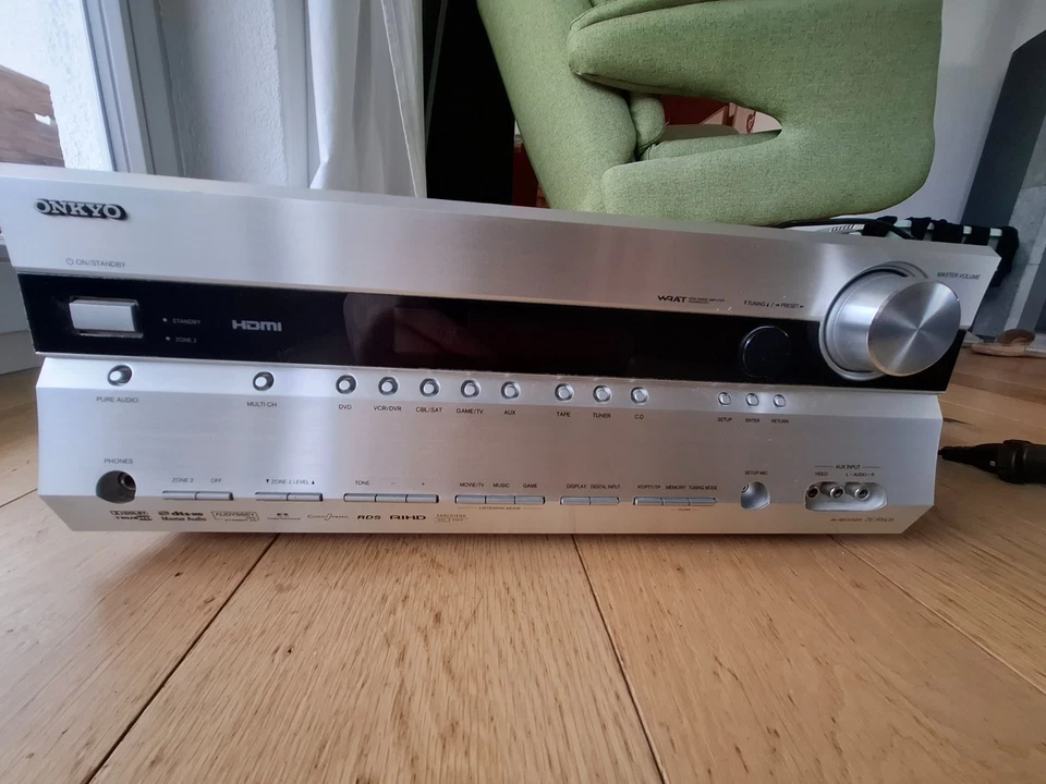 Onkyo TX SR 606, 7.1- AV Receiver, Silber mit Fernbedienung und Anleitung - Bild 2 von 4