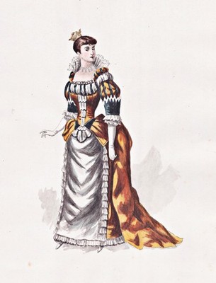 Theater theatre costume costumes Kostüme dessin Zeichnung drawing 1870