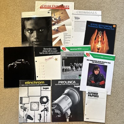 Vtg Lot 11 Photography Technical Booklets Leaflets Ads Fuji Kodak Bogen Nikon ++