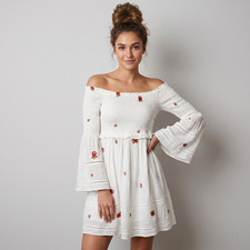 Free People Counting Daisies Embroidered Off the Shoulder Dress size M MSRP $148