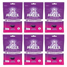 HALLS Throat Relief  Immune Support Elderberry Cough Drops 25ct Lot of 6