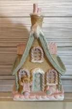 Christmas Pastel Glitter Gingerbread House NEW Resin