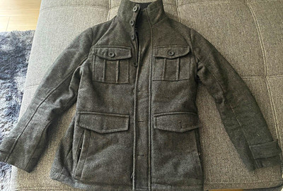 TOM TAILOR Herren Übergangsjacke grau S Baumwolle Stehkragen RV/Knopf