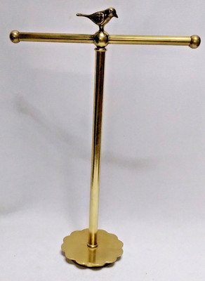 Rare Vintage Design Brass Bird Towel Bar / Necklace Stand 16.5  Tall