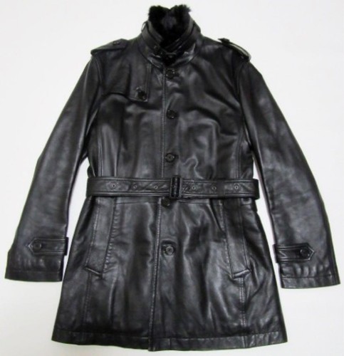 Burberry London Black Label Lamb Leather Trench Coat with Fur US size S Auth - Picture 23 of 24