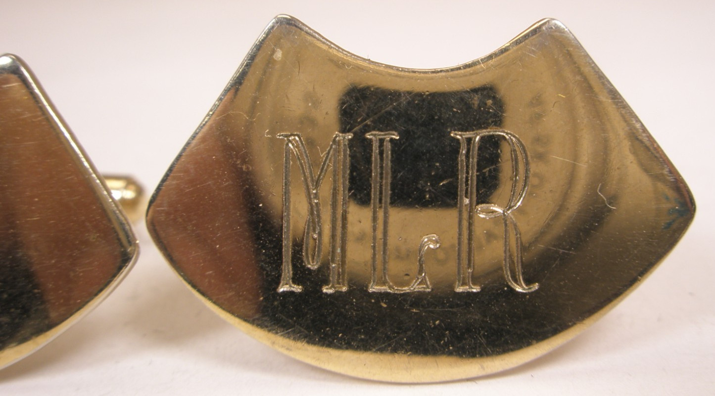 MLR ENGRAVED Monogram Initial Letter Vintage Cuff… - image 3