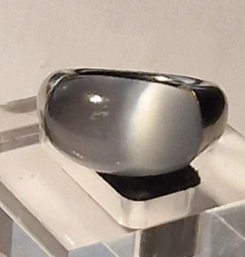 Calvin Klein Ring silberfarbener Metallring Stahl Katzenauge Blaugrau RG 57 B8 - Bild 4 von 4