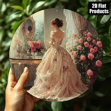 2D Flat2D Flat,8X8Inch Piece Victorian Style Round Aluminum Wall Art Medal Vinta