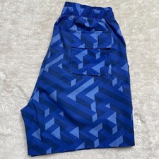 Psycho Bunny Kid's Blue Pisani Swim Trunk Geometric Pattern Shorts Size Large