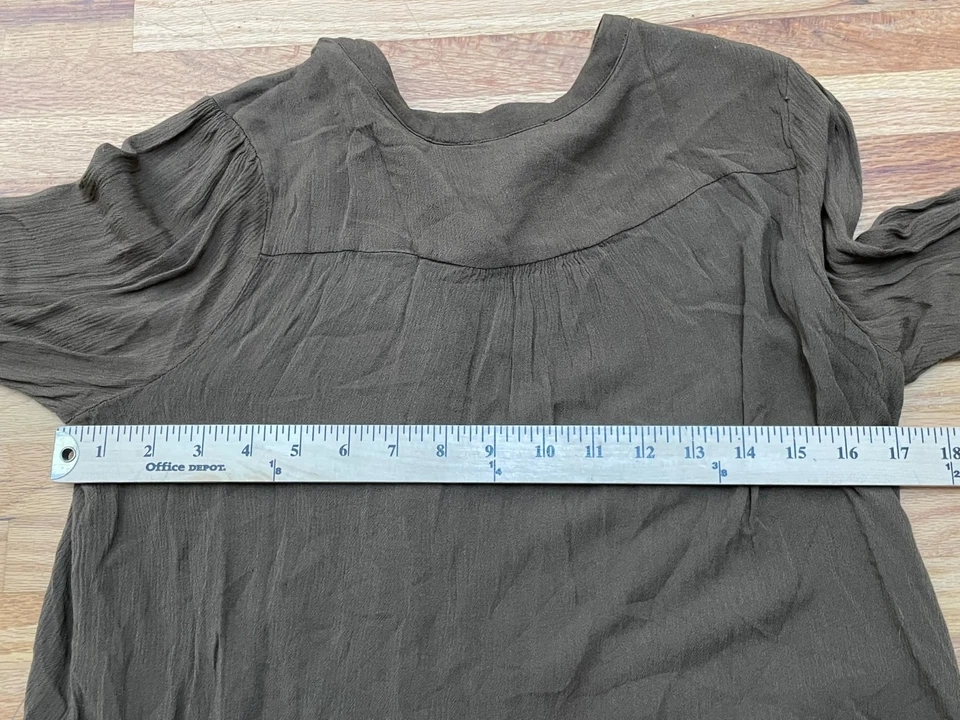 Blusa Forever 21 Para Mujer M Marrón Viscosa Top Botón Frontal Henley Y2k Informal Foto 4 de 4