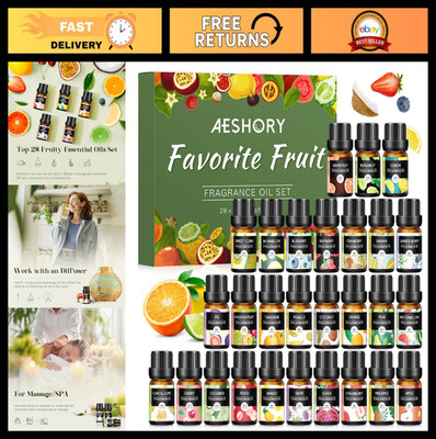 28 Fruit Essential Oils Set for Candle Making & Diffusers - Strawberry, Apple, M