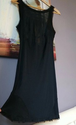 Roberta Scarpa US12 46 M Women's Black Party Cocktail Slip Dress Lace Beads