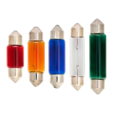 PAP AUDIO PARTS 10x Soffitte 12V 5W S8,5 Lampe Birne 12Volt 5 Watt C5W Rot Grün Blau 31mm - 44mm