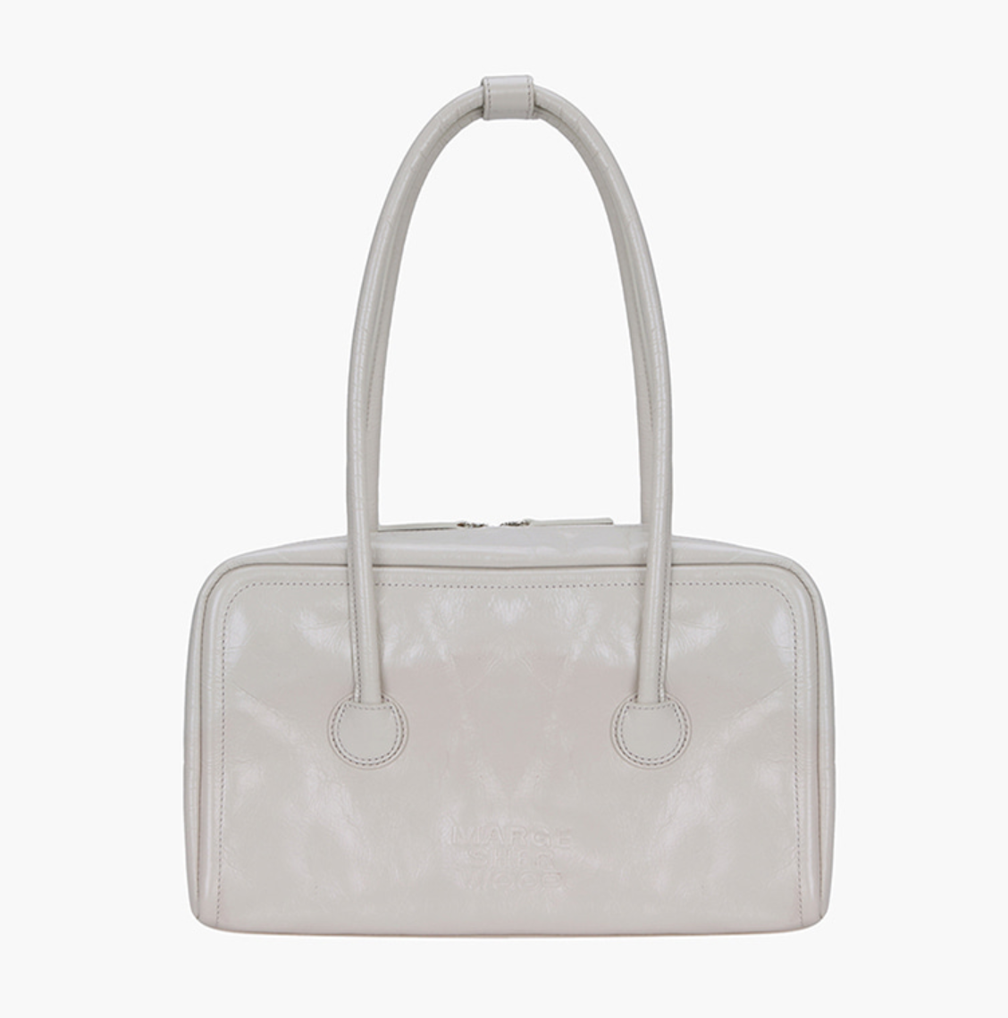 Marge Sherwood Soft Boston Bag Light Grey Crinkle Leather Shoulder