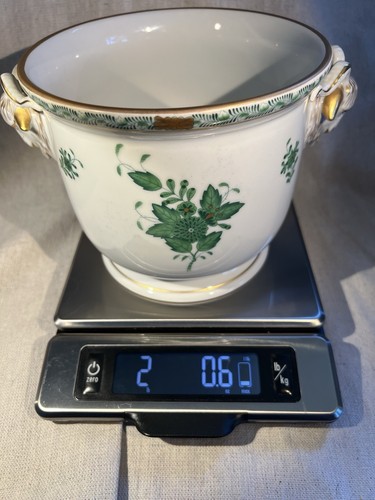 Herend Ram Head Cache Pot Planter Beautiful Chinese Bouquet Green Apponyi 7283 - Picture 19 of 20