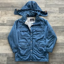 VTG Woolrich Chore Jacket Mens LARGE Blue Full Zip Winter Coat MADE IN USA 33334