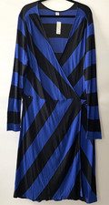 NWT Old Navy Wrap Dress Blue Black Striped Long Sleeve Women's Size XXL-C