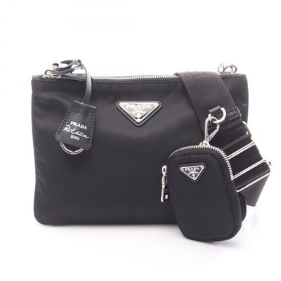 PRADA Re-Edition 2000 Shoulder Crossbody Bag 1BH046 Nylon Saffiano Leather Black
