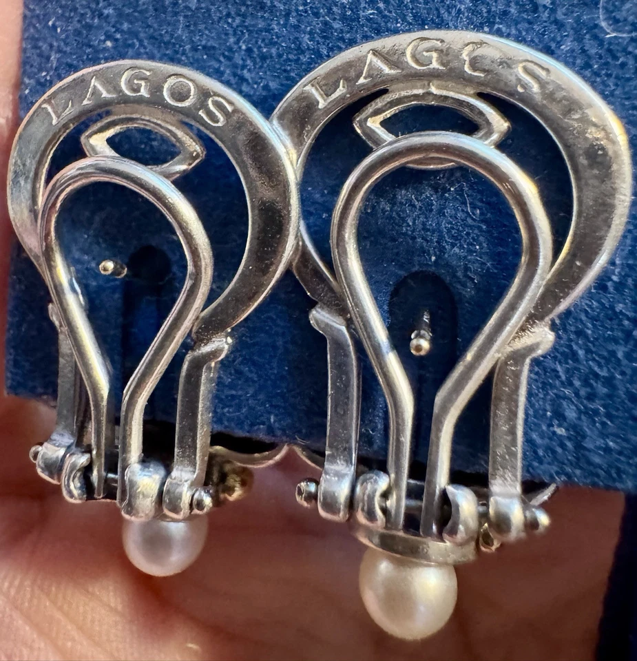 Pendientes Lrg Lagos Caviar Corte Esmeralda Topacio Blanco Perla Plata de Ley Oro 18k Foto 3 de 3