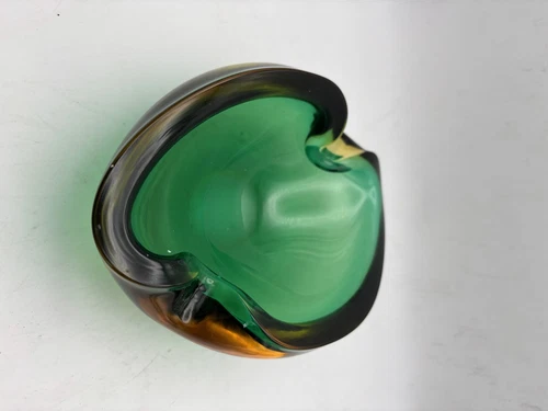 Vintage Murano Art Glass Ashtray Heavy Bowl Mid Century Italian Decor