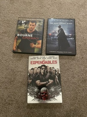 Lot Of 3 Action Movie Dvds - Dark Knight Rises, Expendables, Bourne Supremacy