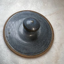 Vintage Storeware Crock Lid Bean Pot Lid Blue  3" Diameter Knob Top