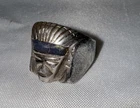 Vtg Biker Ring 925 Silver Black Onyx Sculpted Pharaoh Face Sz 10 Mexico