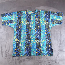 Vintage 90s Hobie T Shirt Men's XL XLarge Blue Surf USA Geometric AOP
