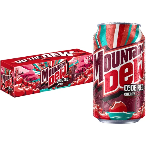 Mountain Dew Code Red Cherry Flavored Soda Pop, 12 fl oz, Pack of 12 Cans