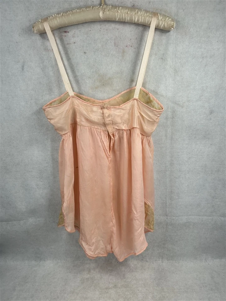 antique step in slip/panty lingerie silk lace bust 30 pink white original - Image 4 of 4