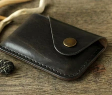 men women wallet purse cow Leather pouch Card Cases ID holder bag black W188