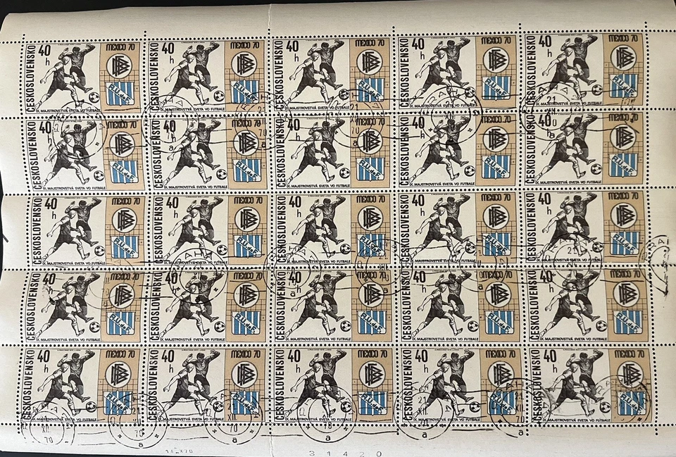 CHECOSLOVAQUIA - 1970, 4 Hojas Completas - CAMPEONATO DE FÚTBOL MÉXICO - USADO Foto 2 de 4