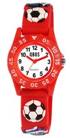 Kinder Armbanduhr Jungen Fussball Uhr Boy Analog Watch Silikonarmband Rot Qbos