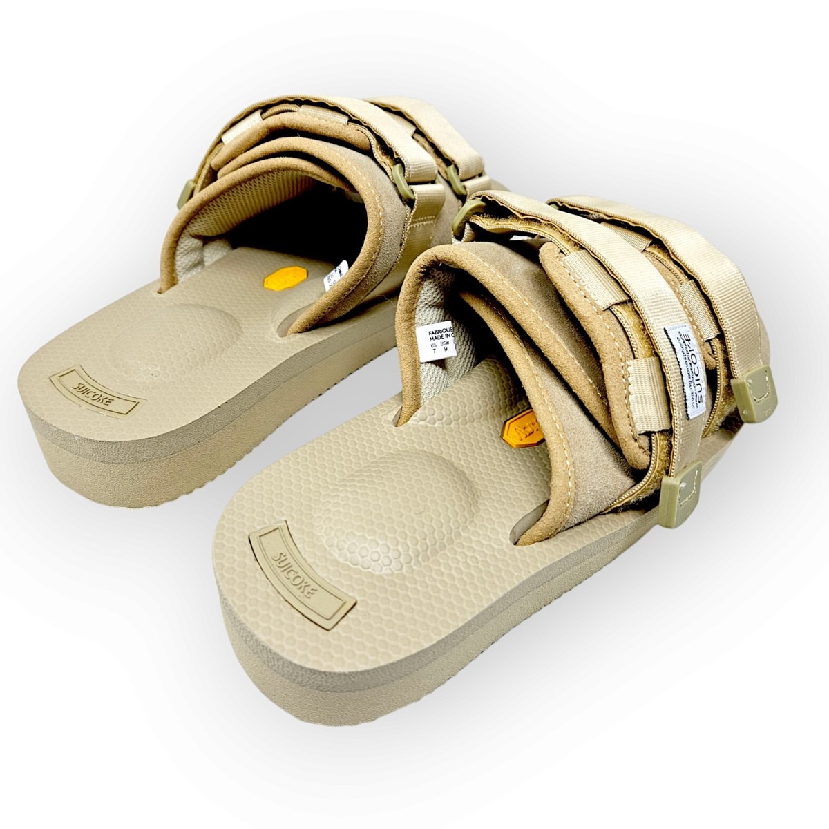 SUICOKE MOTO-CAB Unisex Sandals, Beige 10, VIBRAM Outsole