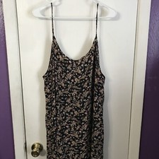 Vintage Marsha C Spaghetti Strap Sun Dress Large Made in USA Black Paisley