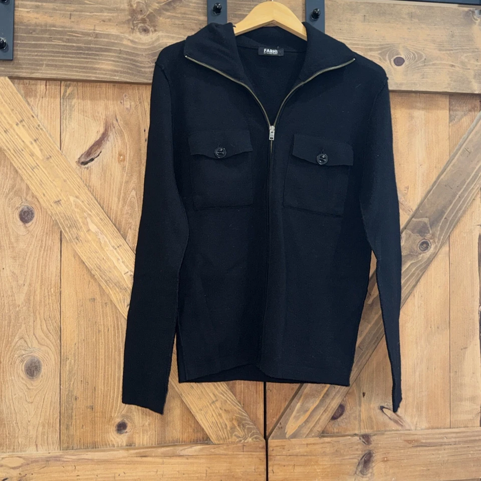 Женский вязаный свитер Farhi By Nicole Farhi размер Small черная шерсть на молнии - Изображение 2 из 4