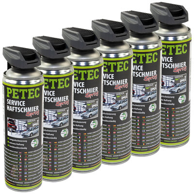 6x PETEC 500ml Service- Haftschmier- Spray Transparent Langzeitschmierung Grease