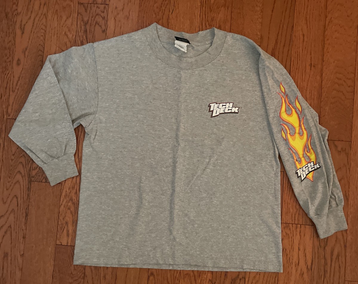 Vintage Tech Deck Skateboarding Double Sided Long Sleeve T-Shirt 