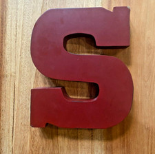 Wood Alphabet Upper case Letter "S" 8 Inch Red Decorative