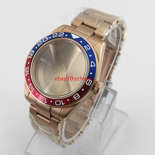 39mm Roségold Uhrengehäuse gewölbt Saphirglas Lünette passend für NH35 NH36 NH34 Uhrwerk - Bild 9 von 21