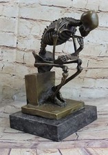 Art Decor M.Lopez Nude Man Male Thinker Original Artwork Bronze Sculpture