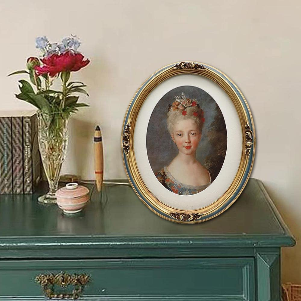 Vintage 8X10 Oval Picture Frame with Mat, Antique Ornate Luxury Photo